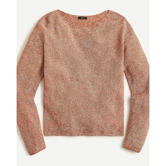 NWT J.CREW Women's Sweater MEDIUM‎ Knit LINEN COP Pullover 2 Tone Yarn AM741